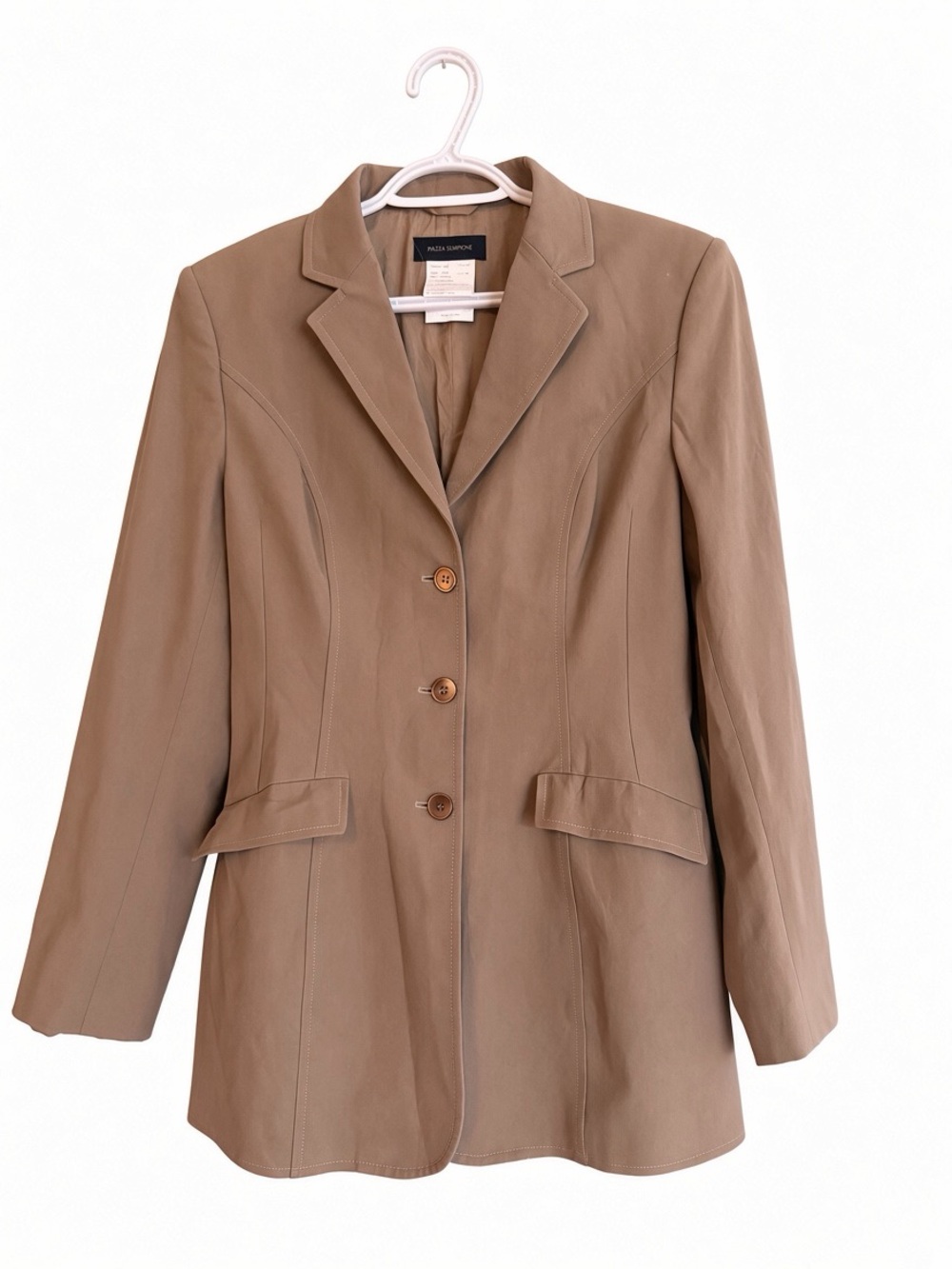 Piazza Sempione Blazer Jacket IT 44 US 8 Brown Cotton Cupro Quiet Luxury Italy